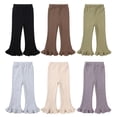 thumbnail image 4 of GYRATEDREAM Kids Baby Girl Knit Bell Bottoms Solid Color Flared Pants Toddler Elastic Waist Ruffle Leggings Fall Clothes for 6-7Y Black-B, 4 of 9