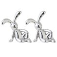 thumbnail image 1 of Long-eared Rabbit Decor 2pcs Long Ear Bunny Figurine Uv Electroplating Adhesive Sitting Rabbit Figure Model Toy Statue Car Dashboard Decoration, 1 of 8