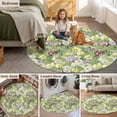 thumbnail image 5 of Green Botanical Round Area Rug 7Ft Washable Circle Rugs for Dorm Laundry Room, Spring Floral Summer Botanical Rustic Non-Slip Carpet Floor Mats Indoor Outdoor Carpet Runner Aesthetic Home Decor, 5 of 8
