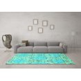 thumbnail image 3 of Ahgly Company Machine Washable Indoor Square Abstract Turquoise Blue Contemporary Area Rugs, 6' Square, 3 of 4