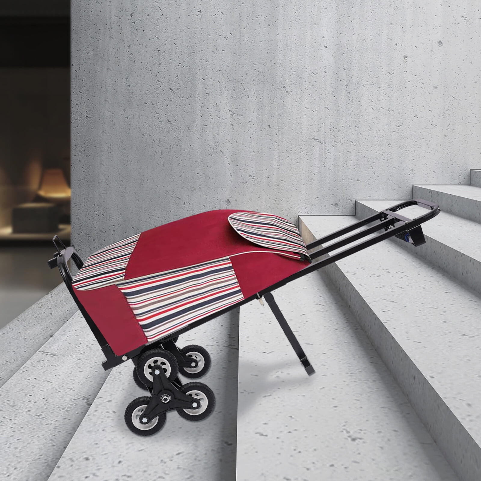 210kg/460lbs Capacity Stair Climbing Trolley Cart, Folding Portable Stair Climber Hand Truck with 6 Wheels for Pulling