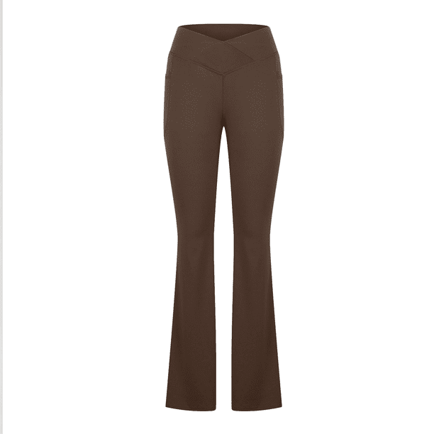 Pantalones de yoga para mujer estilo bota con cintura cruzada, pantalones de entrenamiento de fitness deportivos estilo bota sin perspectiva 635