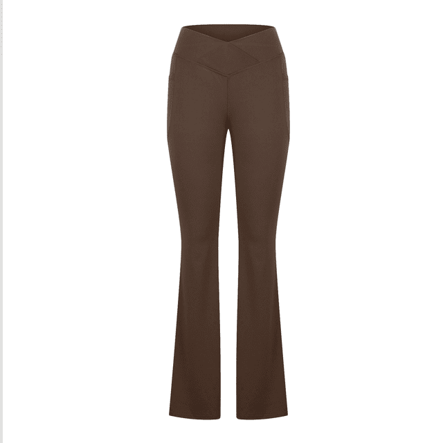 Pantalones de yoga para mujer estilo bota con cintura cruzada, pantalones de entrenamiento de fitness deportivos estilo bota sin perspectiva 635