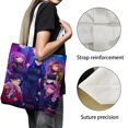 thumbnail image 3 of Funneh Krew Bolso de tela con estampado de lienzo para mujer, bolsa de compras reutilizable y estética, con cremallera interior, regalo para mujer,38*45cm., 3 of 6