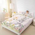 thumbnail image 4 of Feelyou Cute Bunnies Teens Queen Sheet Sets, Cartoon Rabbit Butterfly Flat Sheet, Watercolor Flower Floral Queen Fitted Sheet, Super Cozy Room Decor, 4 Pieces, 4 of 7