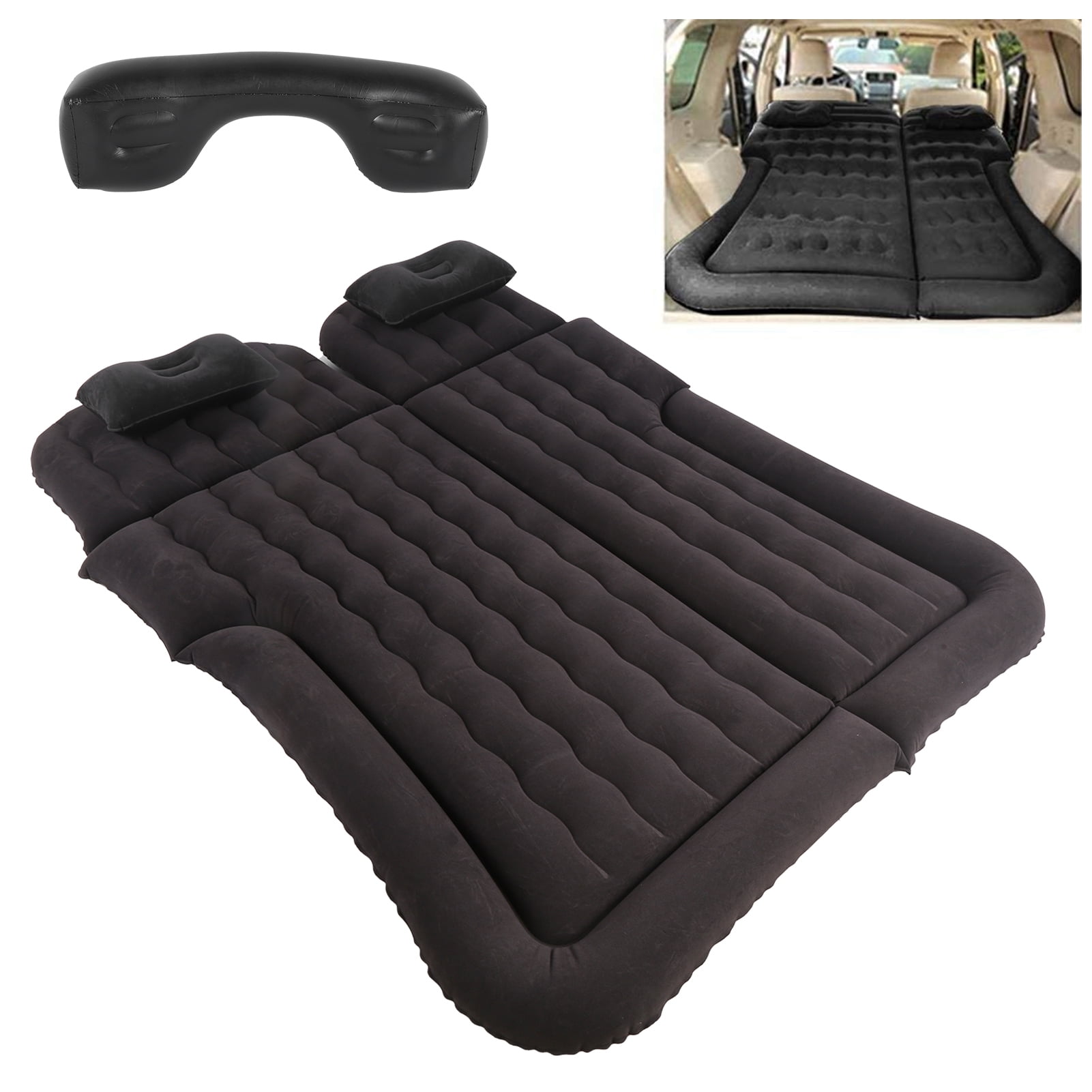 Inflatable Car Air Mattress Bed,Portable SUV Car Mattress Backseat With Two Pillow And Electric Car Air ,Air Mattress Flocking  Sleeping Pad For Travel Camping SUV MPV RV