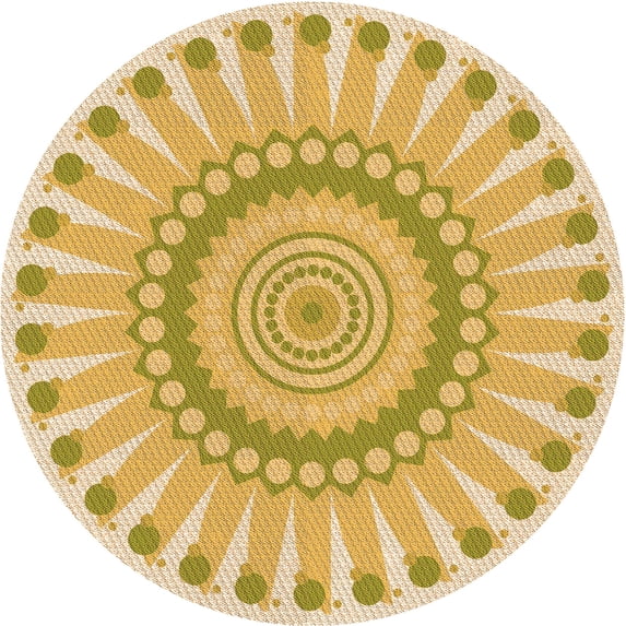 Ahgly Company Machine Washable Indoor Round Transitional Orange Gold Area Rugs, 3' Round