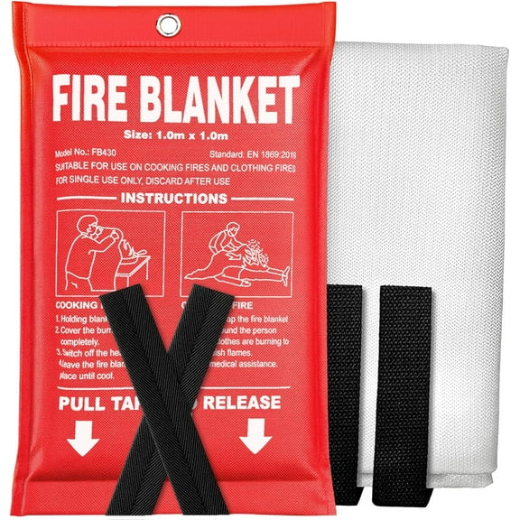 PUMIER Fire Blanket 4 Pack - 40" x 40" Prepared Emergency Fire Blanket for Home and Kitchen, RV, Grill, Fireplace, Safe & Easy for Young Adults and Elderly Living Alone
