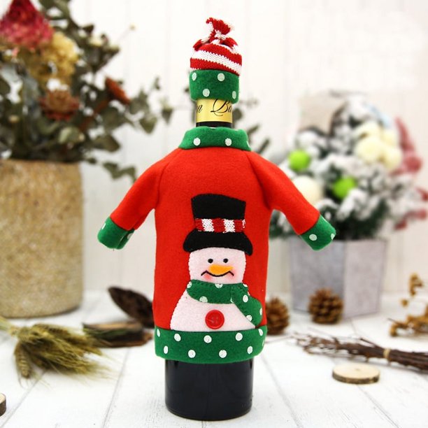 Decoración navideña de Año Nuevo, decoración para botellas de vino, bolsa, regalos navideños, suministros de decoración navideña