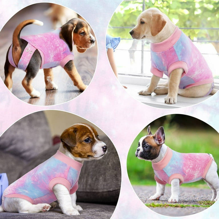 Dog Cone Collar Dog Recovery Suit Tie Dye Purple Onesie For Post