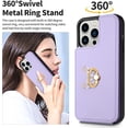 thumbnail image 2 of Case for iPhone 14 Pro Max with Card Holder 360°Rotation Kickstand Ring Stand Women Girls PU Leather Double Buttons Flip Cover RFID Blocking Protective Case for iPhone 14 Pro Max 6.7" Purple, 2 of 6