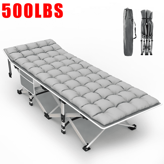 Camping Cot for Adults with 2 Sided Mattress - 60" x 26" Cot, 1200D Oxford Portable Cot Bed with Carry Bag for Camp Travel Guest