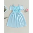 thumbnail image 4 of Wassery Kids Girls Princess Dress Cosplay Dress Toddler Girls Halloween Costume Short Sleeve Bow Lace Patchwork Dress 2T-7T, 4 of 9