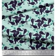 thumbnail image 2 of Soimoi Green Poly Georgette Fabric Whale Ocean Printed Craft Fabric by the Yard 42 Inch Wide, 2 of 3