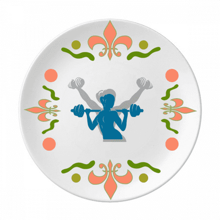 

Process Weight Lift Dumbbell Fitness Flower Ceramics Plate Tableware Dinner Dish