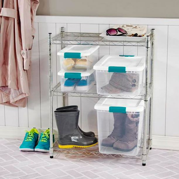 Sterilite Storage Bin Set - 12 Pack 15-Quart & 6 Pack 25-Quart Clear Plastic Totes With Latch Lids, Stackable