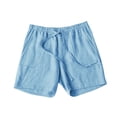 thumbnail image 4 of LWavelet Men's Linen Blend Casual Shorts Drawstring Elastic Waist Big Pockets Breathable Shorts Sky Blue L, 4 of 4