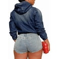 thumbnail image 5 of Women'S Half Zip Denim Hoodie Pullover Jackets Jean Tops XXXL, 5 of 6