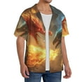 thumbnail image 2 of Kdxio Men's Hawaiian Shirt for Men Short Sleeve Shirt Red And Blue Fire Dragon B Summer Casual Holiday Beach Button Down T-Shirts, 2 of 5