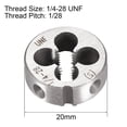 thumbnail image 2 of Uxcell 1/4-28 UNF 1.2" OD Dados de rosca redondos de acero para herramientas tono plateado 1 pieza, 2 of 3