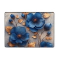 thumbnail image 7 of Area Rugs For Living Room Decor - Elegant Blue Gold Blooms Soft Anti Slip Throw Washable Rugs 5x7 For Bedroom, Indoor Carpet For Bedroom Living Room 80x58In, 7 of 7