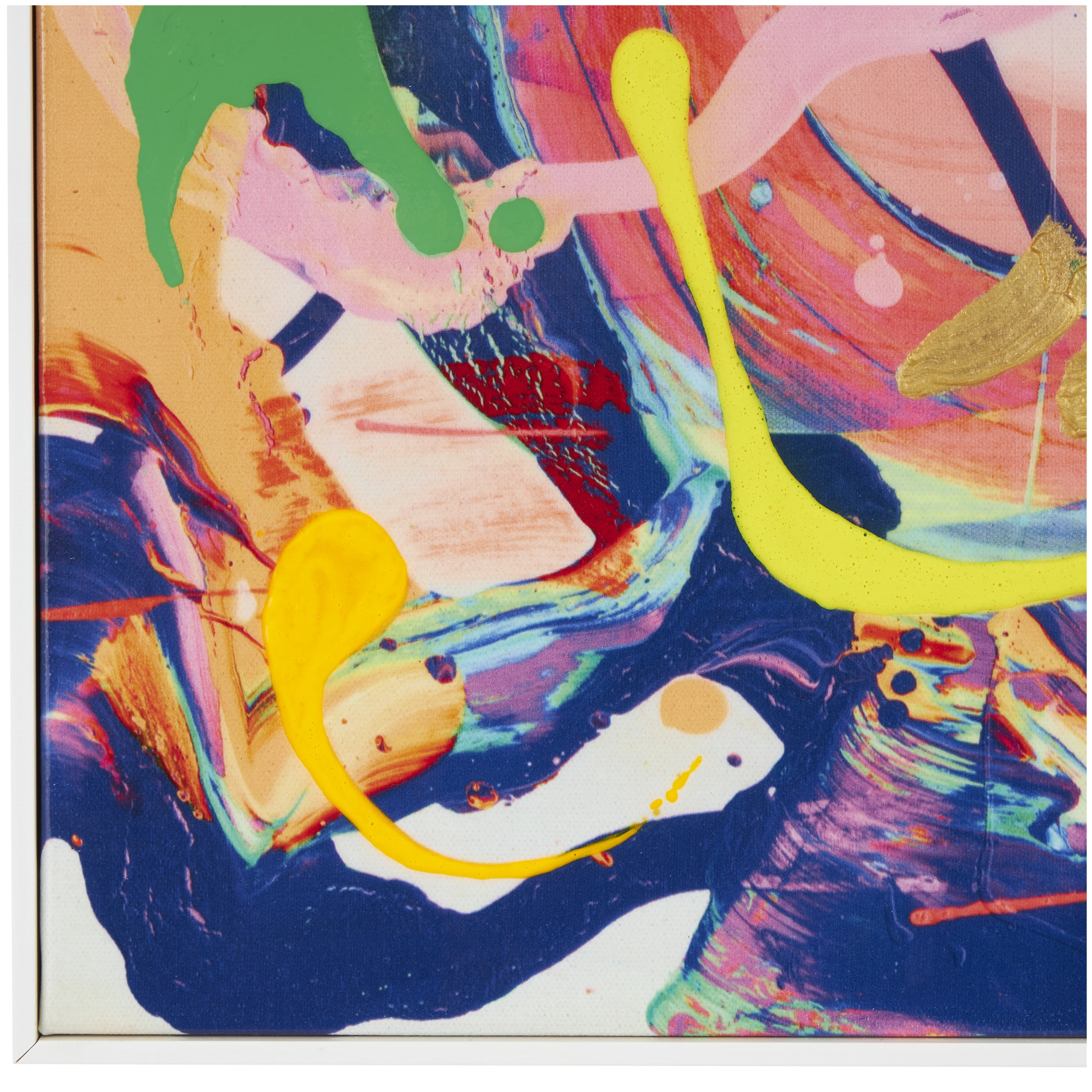 28" x 40" Paint Splatter Unframed Abstract Wall Art with White Frame, by CosmoLiving by Cosmopolitan
