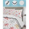 thumbnail image 3 of Full Size Quilt Bedding Set, Christmas Snowflakes Reversible Summer Quilt 3 Pieces, Red Yellow Gray Winter Snowy Lightweight Bedspreads Coverlets with 2 Pillow Shams for All Seasons, 3 of 5