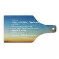 thumbnail image 1 of Enjoy the Little Things Cutting Board, Inspirational Slogan on Future on Blurry Sunset Background, Tempered Glass Cutting and Serving Board, Wine Bottle Shape, Orange Blue White, by Ambesonne, 1 of 1