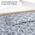 thumbnail image 6 of SUNCREAT Double Hammock, Extra Large Quilted Fabric Swing with Thick Hardwood Spreader Bars & Detachable Pillow, Heavy Duty, Perfect for Indoor/Outdoor Patio, Deck, Yard (12 FT Steel Stand Included), 6 of 7