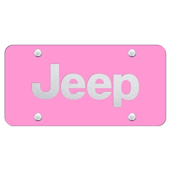 Jeep Laser Etched Logo License Plate (Pink)