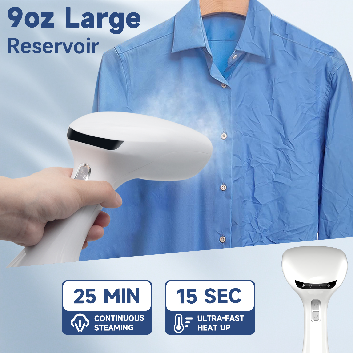 Aonhom Steamer for Clothes, 1200W Portable Handheld Fabric and Garment Steamer with Lint Remover, Clothes Steamer for Powerful Wrinkle Remover, White