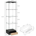 thumbnail image 2 of SSLine Modern Glass Display Cabinet Floor Standing Curio Cabinet with LED Light,Rattan Drawer and Wheels, 1-Door 4-Shelf Tempered Glass Showcase Display Shelf Organizer for Home Office, 2 of 17