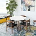 thumbnail image 3 of Pemberly Row 5-Piece Mid-Century Dining Set Round White Table and Black Chairs, 3 of 8