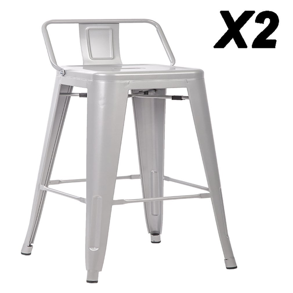 Refurbrished 24 Inch Set of 4 Metal Frame Tolix Style Bar Stool Industrial Chair 