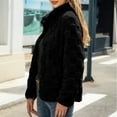 thumbnail image 5 of Herrnalise Jackets For Women Casual Solid Long Sleeve Zipper Plush Warm Sweatshirt Tops Coat Shackets For Women 2024 fall Black,M, 5 of 7