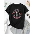 thumbnail image 2 of Camiseta De Verano Para Mujer, Moda Informal, Ropa Cómoda, Camisetas De Manga Corta MCreative English Heart Skull Pattern Printed Women'S Fashionable Round Neck Short Sleeve, Simple Casual Sports T-, 2 of 7