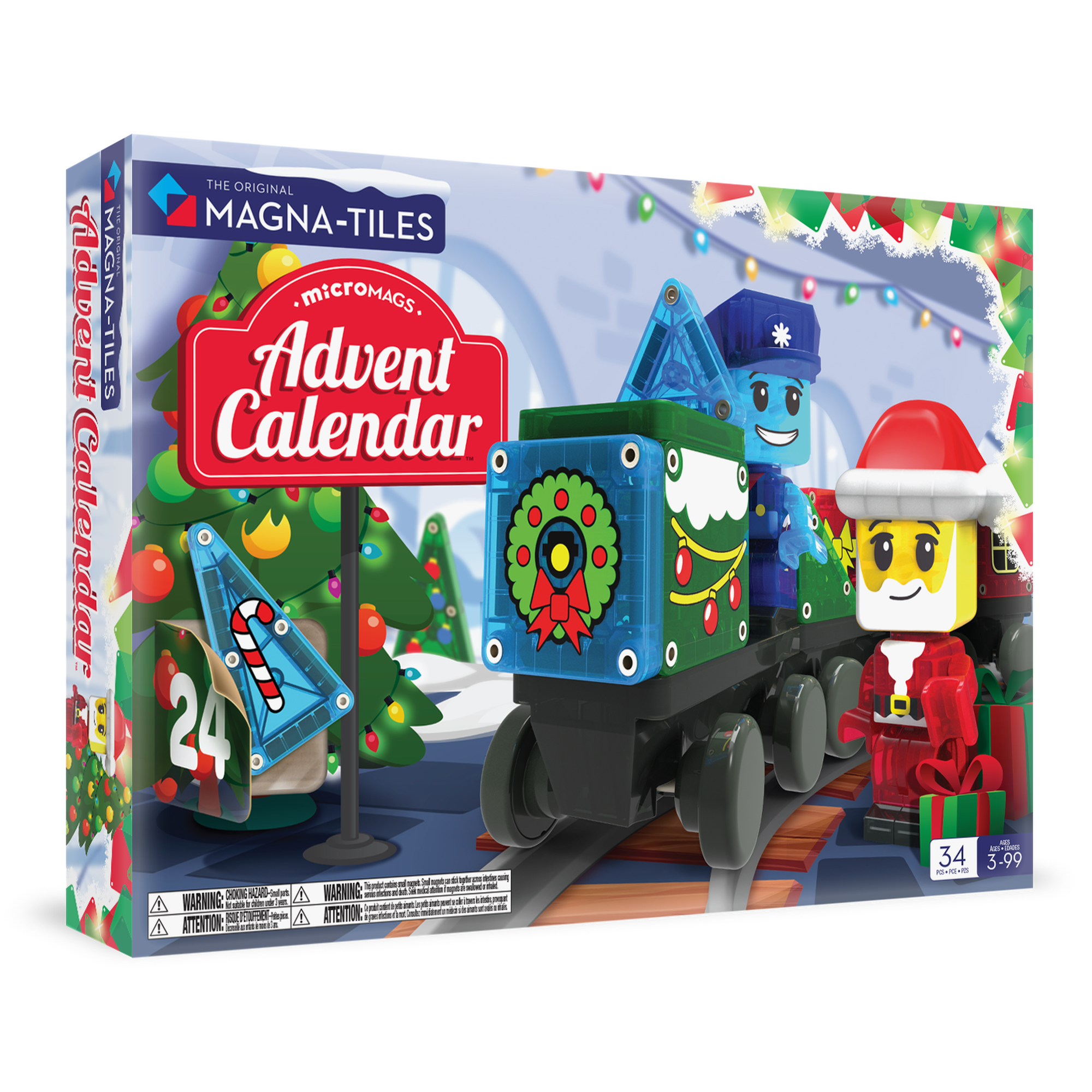 MAGNA-TILES microMAGS Advent Calendar 34-Piece Magnetic Construction Set, The Original Magnetic Building Brand