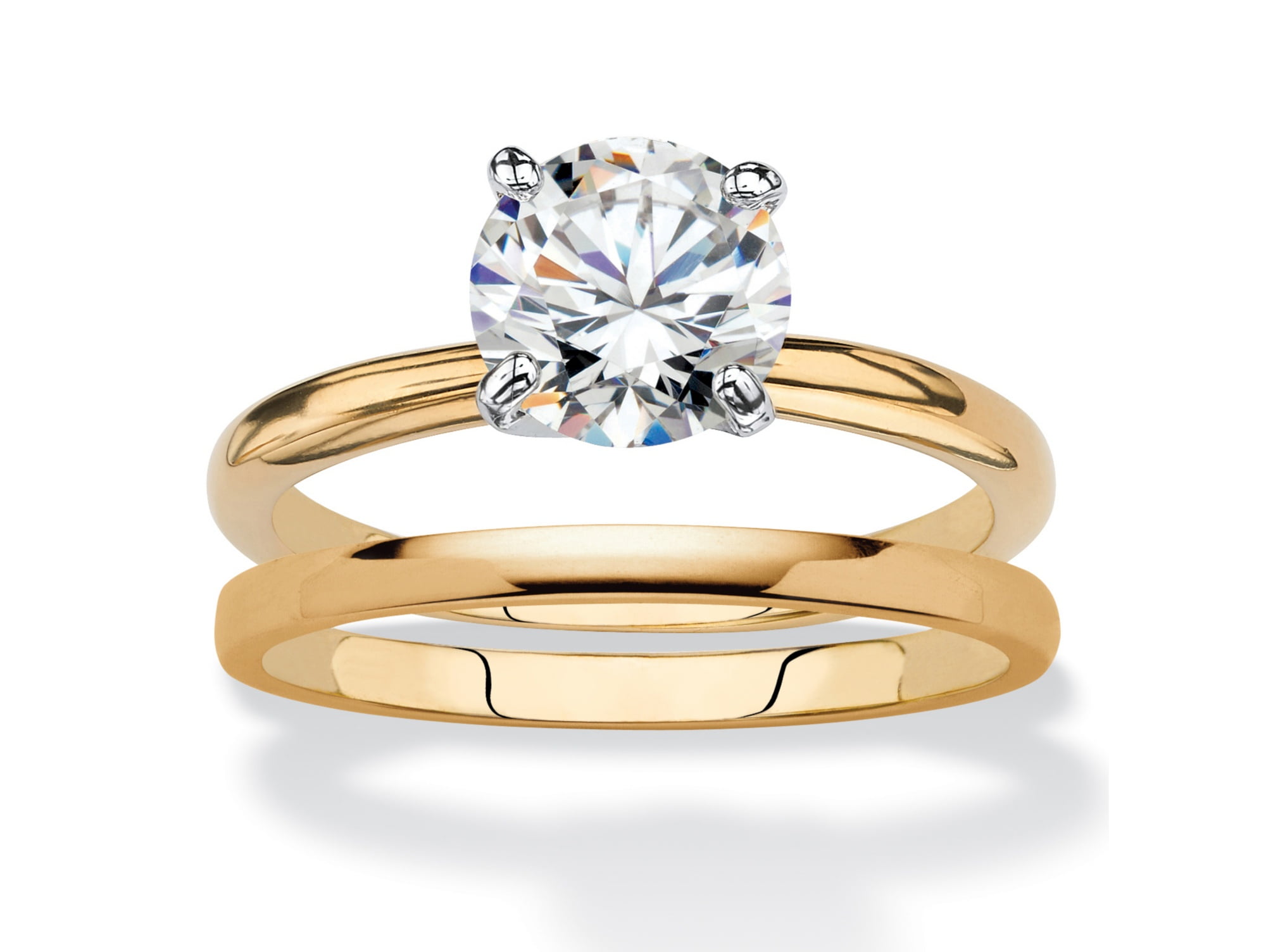 14k Yellow Gold CZ Channel Round Solitaire Wedding Bridal Engagement Ring Band