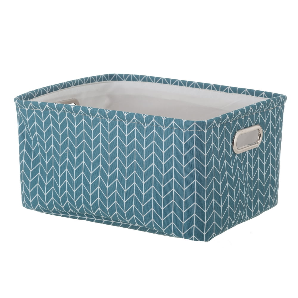 Mainstays Aqua Print Canvas Storage Basket with Handles