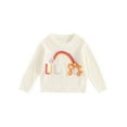 thumbnail image 2 of Aojekbee Toddler Girl Fall Sweater Rainbow Letter Embroidery Long Sleeve Round Neck Chunky Knitwear Pullover, 2 of 10