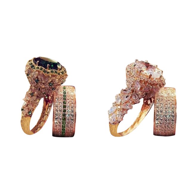 (2-Pack) Rinsvye Engagement Handmade Wedding Stone Adjustable Rings Cut White Gift Jewelry Alt Jewelry Ring Rings for Women Teen Rings for Women Pack