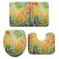 thumbnail image 2 of Summer Oil Painting Tree Bathroom Rugs Set Country Yellow Birch Plant Non Slip Absorbent Soft Bath Mats 3 Piece Set with Bathroom Rug, U-Shaped Floor Mat, Toilet Seat Cover Small Size, 2 of 9