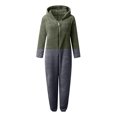 thumbnail image 5 of Gibobby Mono Bombachos Pijamas de manga larga de lana artificial para mujer Casual Color sólido Cremallera Suelta con capucha Mono Pijamas Casual Invierno Cálido Orejas lindas(Gris， XL), 5 of 5