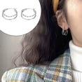 thumbnail image 3 of Linyer Women Fashion Double-Layer Personality Silver Color Metal Line Hoop Earrings Retro Jewelry Geometric Gifts Party, 3 of 8