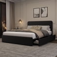 thumbnail image 5 of Queen Bed Frame with Headboard & Storage Drawers, Corduroy Upholstered Platform Bed, No Box Spring Needed, Noise-Free, Easy Assembly, Black, 5 of 7