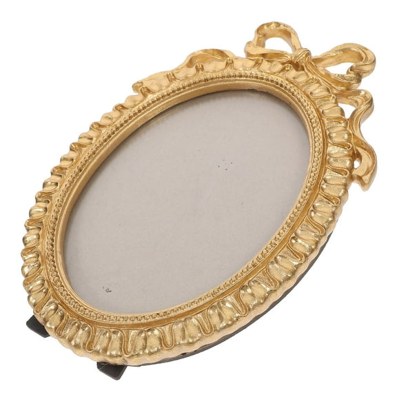 FRCOLOR Ornate Resin Oval Photo Frame with Bowknot Vintage-Inspired Photo Frame Wall Hanging and Tabletop Display Family Photos Frame