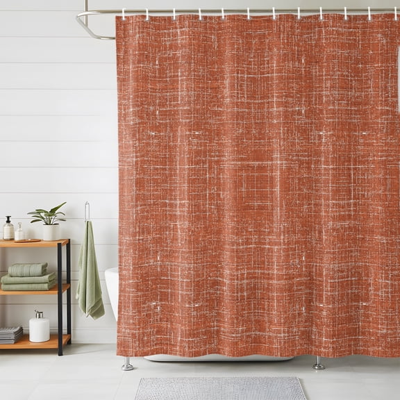 Shower Curtains for Bathroom, Burnt Orange Waterproof Fabric Shower Curtain, Farmhouse Vintage Orange Solid Color Modern Decorative Bathroom Curtain for Bathtub, 72"x78", No Hooks Included