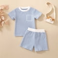 thumbnail image 2 of TOWED22 Toddler Baby Boy Summer Clothes Letter Print Short Sleeve Shirt Tops and Shorts Set Summer Outfit 2Pcs(Blue,2-3 Y), 2 of 4