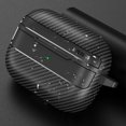 thumbnail image 5 of Case Compatible with Earbuds Case Airpods Pro (2019), Cool Business Carbon Fiber Grain Soft TPU Military-Grade Anti-Drop Anti-Scratch Wireless Earphone Protector with Keychain,Green, 5 of 12