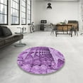 thumbnail image 3 of Ahgly Company Indoor Square Patterned Dark Orchid Purple Area Rugs, 7' Square, 3 of 6